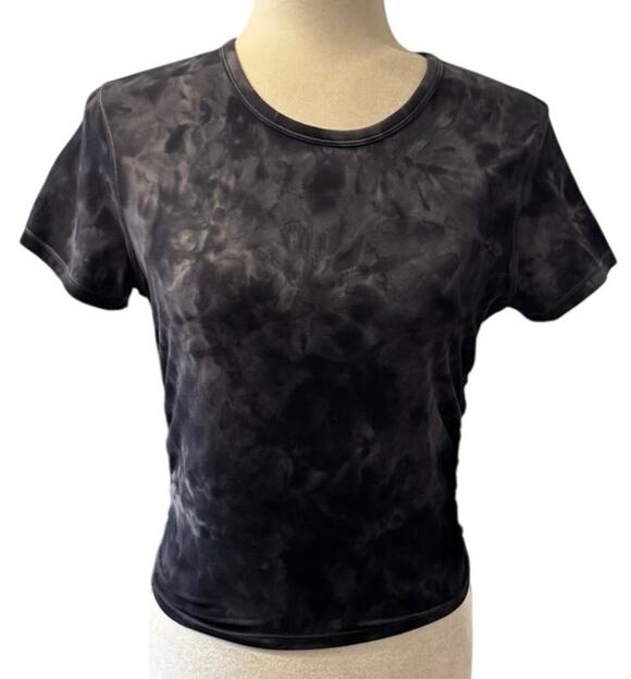 lululemon athletica Tops - Lululemon All It Takes Tee Nulu Tie Dye Black Gray Size 6 NWT Cropped Yoga Top